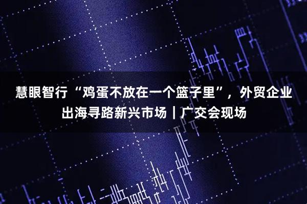 慧眼智行 “鸡蛋不放在一个篮子里”，外贸企业出海寻路新兴市场｜广交会现场