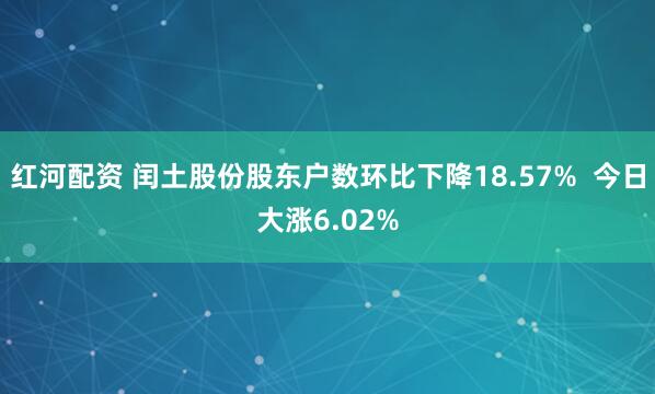 红河配资 闰土股份股东户数环比下降18.57%  今日大涨6.02%
