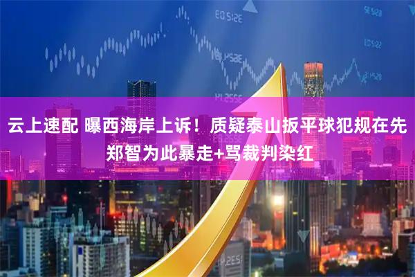 云上速配 曝西海岸上诉！质疑泰山扳平球犯规在先 郑智为此暴走+骂裁判染红